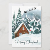 Kerstkaart - elegant, sneeuw, huis (Voorkant)