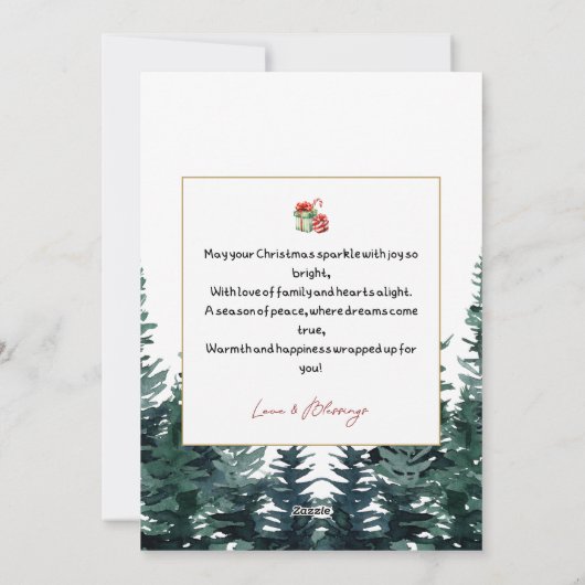 Kerstkaart - elegant, sneeuw, huis (Achterkant)