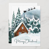 Kerstkaart- elegant, sneeuw, huis feestdagenkaart (Voorkant / Achterkant)