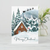 Kerstkaart- elegant, sneeuw, huis feestdagenkaart (Staand voorkant)