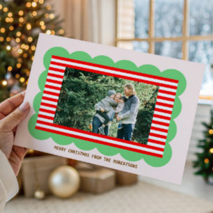 Kerstkaart en briefsjabloon met geschulpte lijst