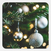 Kerstkaart en jaarultimo vierkante sticker (Voorkant)