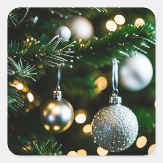 Kerstkaart en jaarultimo vierkante sticker (Voorkant)