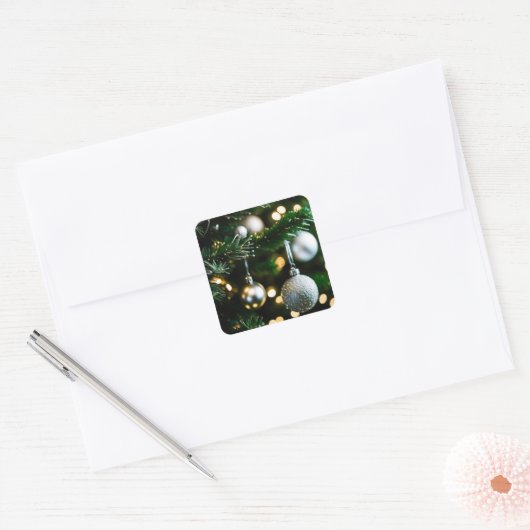 Kerstkaart en jaarultimo vierkante sticker (Envelop)