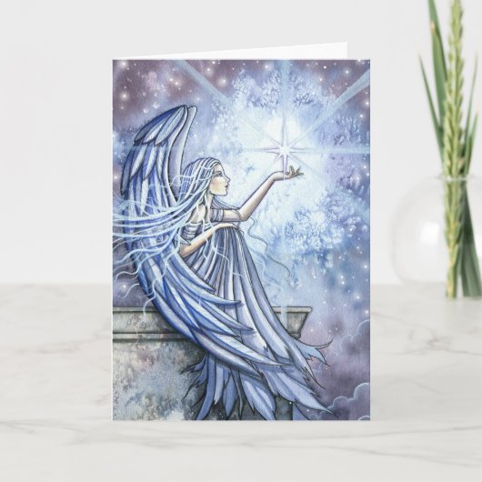 Kerstkaart Engel en Ster Feestdagen Kaart (Voorkant)