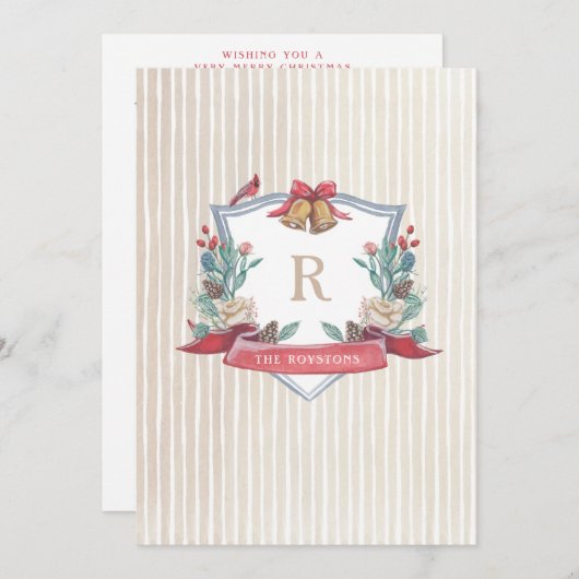 Kerstkaart - Familie Monogram - Holiday Crest (Voorkant / Achterkant)