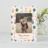 Kerstkaart fancy ornamenten (Staand voorkant)