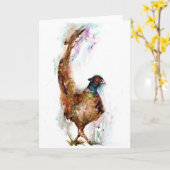 Kerstkaart Fazant  Kaart (Gele Bloem)