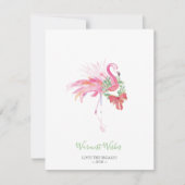 kerstkaart, feestdag Waterverf roze flamingo Feestdagenkaart (Voorkant)
