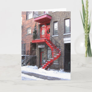 Kerstkaart—Feestdagen in de stad Feestdagen Kaart