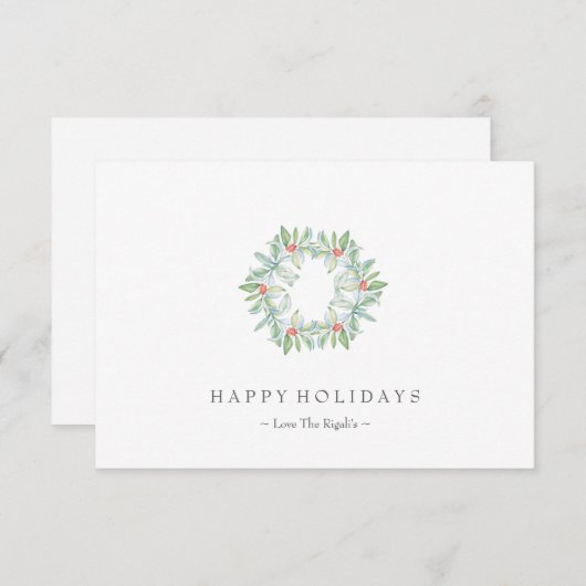 kerstkaart, feestkaartje, Greenery Berries (Voorkant / Achterkant)