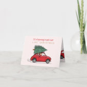 Kerstkaart Fiat 500 rood met kerstboom Kaart (Voorkant)