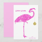 KERSTKAART FLAMINGO | Tropisch Roze Glitter (Voorkant / Achterkant)