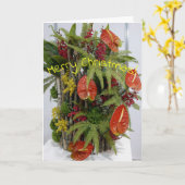 Kerstkaart - Flamingobloemen Kaart (Gele Bloem)