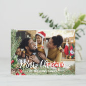 Kerstkaart Foto Dubbelzijdig Modern Vakantie Kaart (Staand voorkant)