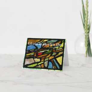 kerstkaart, foto van gekleurd glas in de kerkgemee feestdagen kaart