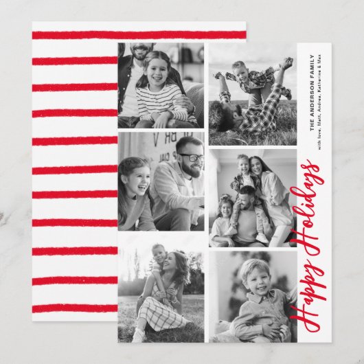 Kerstkaart Fotocabine - Candy Cane Rood (Voorkant / Achterkant)