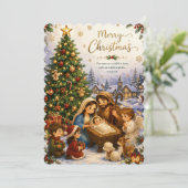 Kerstkaart geboortescène (Staand voorkant)