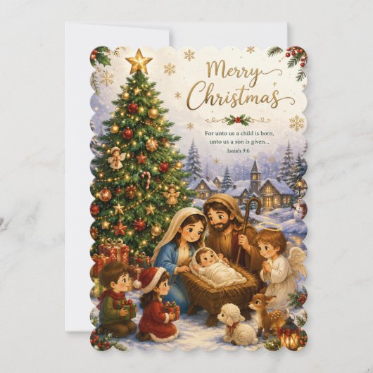 Kerstkaart geboortescène (Voorkant)
