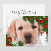 Kerstkaart gele labrador - Cute hond puppy Labrado (Voorkant / Achterkant)