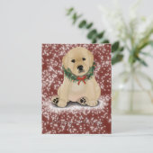 Kerstkaart Gele Puppies (Staand voorkant)