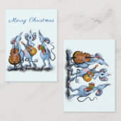 Kerstkaart Gelukkige Muzikale Muizenband Pret Notitiekaartje (Voorkant / Achterkant)