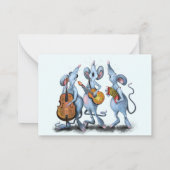 Kerstkaart Gelukkige Muzikale Muizenband Pret Notitiekaartje (Achterkant)