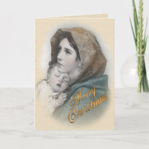Kerstkaart Gezegende Moeder en Baby Jezus Feestdagen Kaart