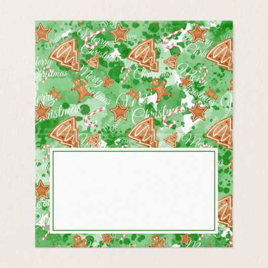 kerstkaart | Gingerbrood en pijnbomen Kaart (Buitenkant ongevouwen)