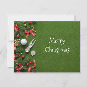 Kerstkaart golfen met kerstman en golfbal