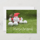 Kerstkaart golfen met kerstman en golfbal (Voorkant)