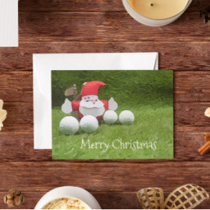 Kerstkaart golfen met kerstman en golfbal