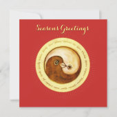 Kerstkaart goud YinYang duiven Vrede & Harmonie (Voorkant)