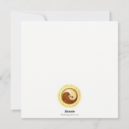 Kerstkaart goud YinYang duiven Vrede & Harmonie (Achterkant)