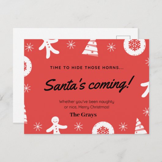 kerstkaart grappig grappig  briefkaart (Voorkant / Achterkant)