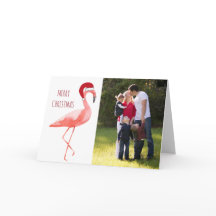 Kerstkaart grappige Santa flamingo