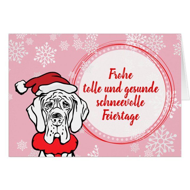 Kerstkaart Great Dane Patroon (Voorkant Horizontaal)