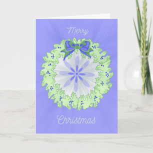 kerstKaart Green Wreath op blauwe achtergrond Kaart