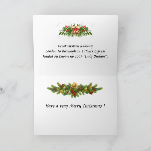 KerstKaart - GWR Express-trein Feestdagen Kaart (Binnen)