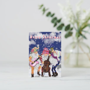 KerstKaart Happy Gnomes Music Band Notitiekaartje