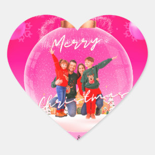 kerstkaart hart sticker