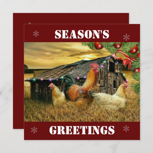 kerstkaart Hen Barn Coop Boerderij (Voorkant / Achterkant)