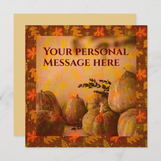 Kerstkaart herfstpompoenen in vintage stijl notitiekaartje (Voorkant / Achterkant)