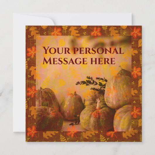 Kerstkaart herfstpompoenen in vintage stijl notitiekaartje (Voorkant)
