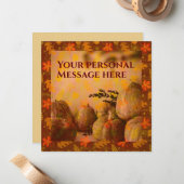 Kerstkaart herfstpompoenen vintage stijl notitiekaartje (Voorkant / Achterkant in situ)