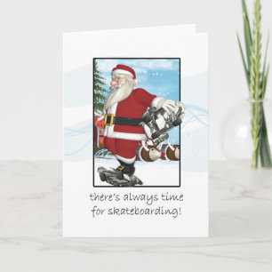 Kerstkaart, het Met een skateboard rijden van de Feestdagen Kaart