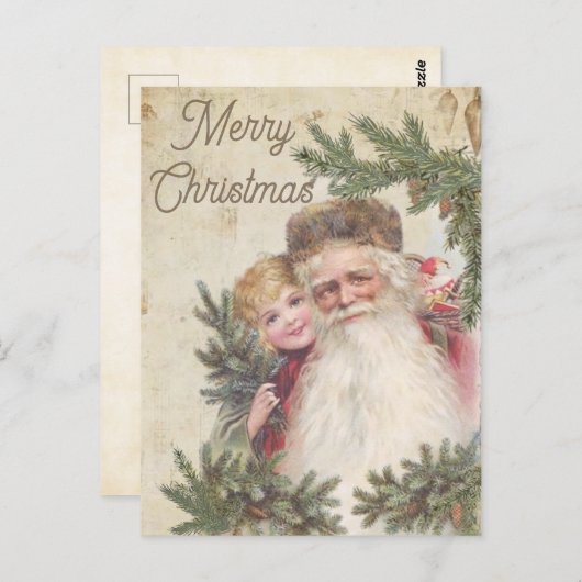 kerstkaart Het schildert de Kerstman af met een j Briefkaart (Voorkant / Achterkant)