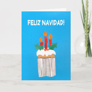 Kerstkaart, het Spaans, Cupcake met Kaarsen Feestdagen Kaart