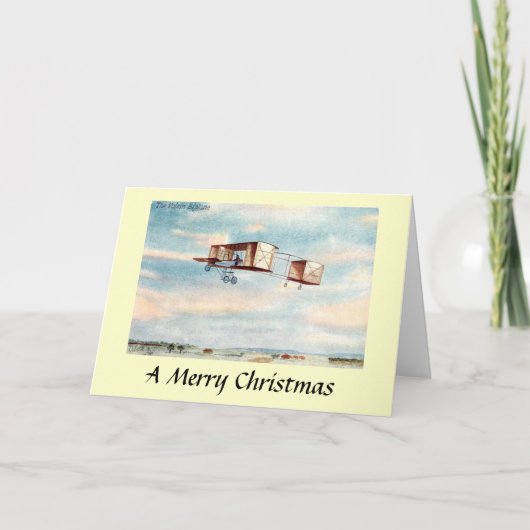 kerstKaart - het vliegtuig met de Voisin Feestdagen Kaart (Voorkant)