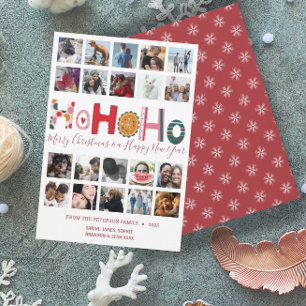 Kerstkaart Ho Ho Ho 20 foto collage 